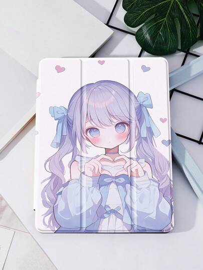 Ayotu 可爱卡通女孩保护壳适用于 iPad Air 4/5 10.9 英寸，防震保护套适用于三星 Galaxy Tab A8 10.5 英寸 2022、MatePad 10.4 和其他平板电脑，带笔槽，支持自动睡眠/唤醒