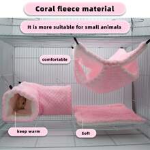 Sugar Glider Double-Layer Hammock Ferret Hideaway Tunnel House Pet Cushion Combo - Multicolor - View 10