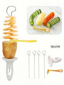 1set Tornado Potato Slicer, Vegetable Spiral Slicing Machine, Portable Potato Barbecue Skewer, Suitable For Camping, For BBQ, French Fries, Tornado Potatoes, Potato Chip Making Machine, Potato Slicer, Spiral Potato Slicer, Hand-Operated Vegetable Processing Machine Cutter, Barbecue Tools, Kitchen Accessories, Kitchen Tool.
