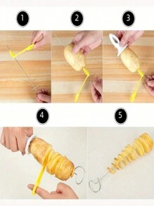 1set Tornado Potato Slicer, Vegetable Spiral Slicing Machine, Portable Potato Barbecue Skewer, Suitable For Camping, For BBQ, French Fries, Tornado Potatoes, Potato Chip Making Machine, Potato Slicer, Spiral Potato Slicer, Hand-Operated Vegetable Processing Machine Cutter, Barbecue Tools, Kitchen Accessories, Kitchen Tool.