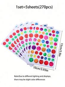 270片/540片彩虹全息小星星贴纸，闪亮全息贴纸，学生计划本和学校教室教师用品，直径0.6英寸，可用于奖励图表和DIY装饰 - 彩色 - 查看 7