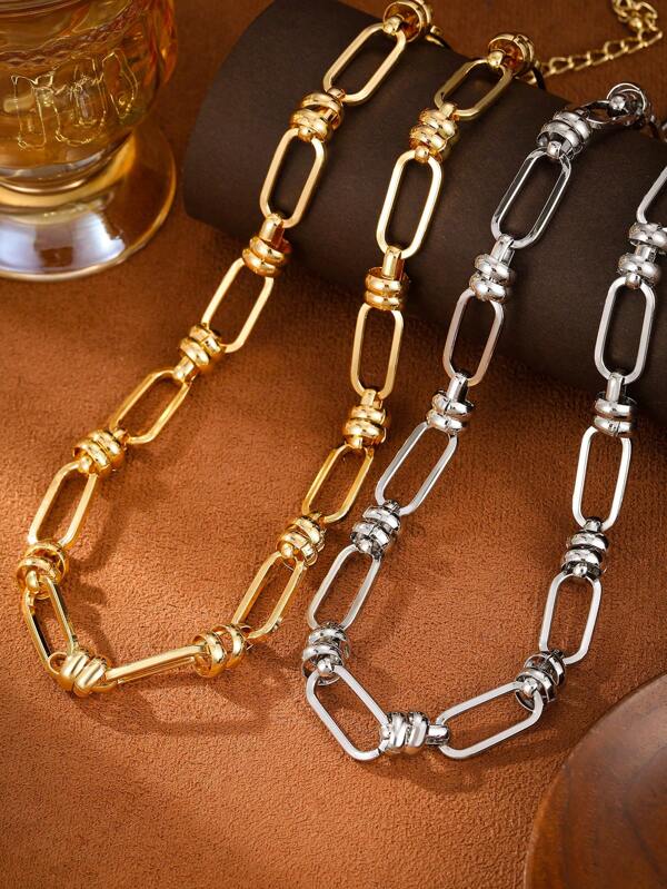 1 peça colar de corrente grossa banhado a ouro 18K, joia de luxo da moda, presente para homens e mulheres