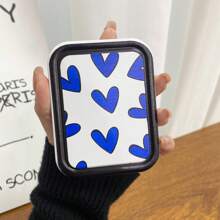 多彩爱心小镜子化妆镜便携折叠化妆镜梳子一体式套装袖珍镜带梳子-可爱节日礼物 - 藍色 - 查看 5