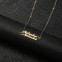 Customized Stainless Steel 2-Name Necklace With Heart Shape Personalized Pendant Jewelry Gift - Multicolor - View 9