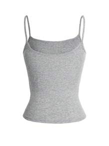 Atasan Camisole Pas Badan Gaya Y2K Sunshine Girl, Dekorasi Pita, Cocok Untuk Kembali ke Sekolah, Pakaian Kasual Sehari-hari, di Rumah, dan Pantai - Light Grey - View 4