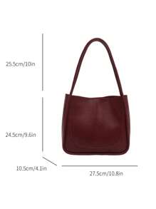 Túi Tote Thời Trang Nữ Vintage Burgundy Đa Năng Bằng Da PU Màu Trơn Có Đường May, Sức Chứa Lớn, Di Động, Cổ Điển Thường Ngày, Thường Ngày Công Sở, Thích Hợp Cho Các Bạn Nữ Tuổi Teen, Sinh Viên Đại Học, Cổ Trắng, Hoàn Hảo Cho Công Việc, Trở Lại Trường Học, Trung Học Cơ Sở, Trung Học Phổ Thông, Đại Học, Ngày Lễ - Màu Đỏ Sâu - Xem 3