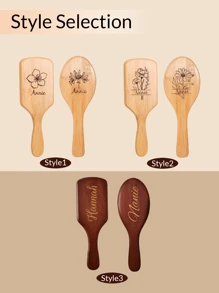 1pc Personalized Engraving Combs Custom Bridal Comb Bridesmaid Proposal Gift Custom Name Massage Combs Gift For Maid Of Honor Bridal Shower Bachelorette Party Detangling Comb, Bamboo Hairbrush, Keepsake - Multicolor - View 3