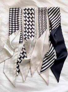 4pcs Christmas & New Year Slim Long Skinny Scarves, Atmosphere Inspired, Suitable For Tying As Waistband, Professional Neckerchief