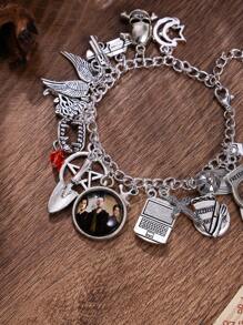 1pc Super Natural Themed Charm Bracelet, Castiel Silver Tone, Suitable For Daily Wear - Antique Silver - View 1