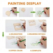 12 件/20 件/50 件 DIY 木制绘画套装（随机发货）、儿童创意木制工艺品、趣味涂漆木制玩具、散装儿童活动艺术项目、艺术与手工艺木制绘画派对礼物、男孩女孩生日礼物 - 彩色 - 查看 5