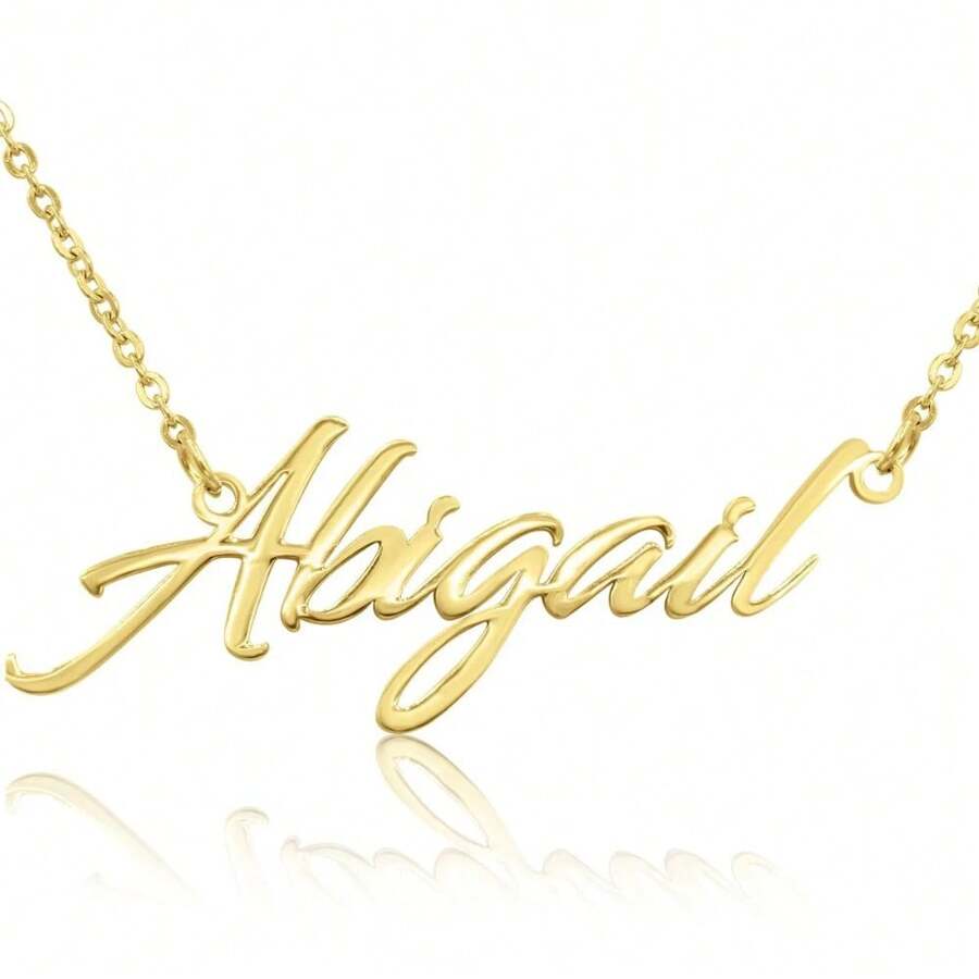 Customized Stainless Steel Gold-Color Nameplate Necklace, 16 Inches, Suitable For Girl, Teens And Girls! - Multicolor - View 1