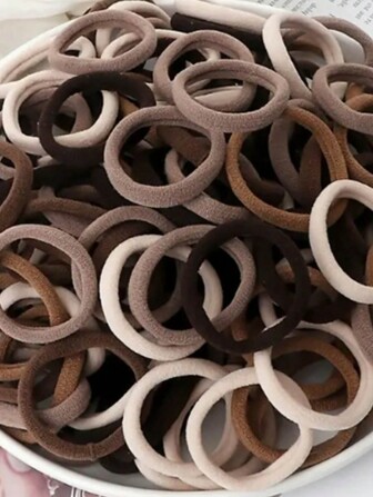 50 Simple, Daily And Elastic Hair Ties Without Joints, Black Milk Coffee Color, Brown Multi-Color Mixed Basic Hair Ties, Suitable For Daily Use, Do Not Hurt Hair, Large Elasticity, High Ponytail, Balls, Hair Ties, Suitable For Commuting, Sports And School Hair Ties Ponytail Holders Hair Elastics Hair Rubber Bands Scrunchies Hair Rope Elastic Hair Tie, Hair Bobbles Hair Accessories