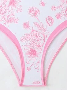 Traje de baño de una pieza con estampado floral de estilo europeo y estadounidense, con control de abdomen y falda de cobertura, para vacaciones, spa, natación, para vacaciones de verano