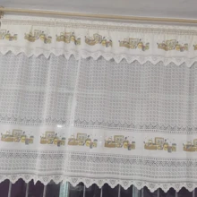 1pc White/Beige Lace Curtain For Kitchen 1mtr/2mtrs Width X 1.30 Height With Fruit Bowl, Teapots And Flower Vases Print