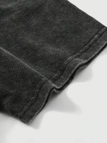 时尚复古男士圆领短袖休闲 T 恤 - 黑色 - 查看 4