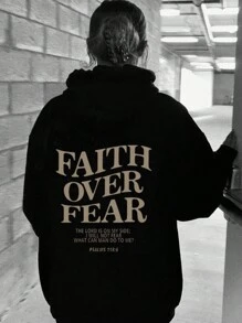 Sudadera con capucha cristiana "La fe sobre el miedo", sudadera cristiana, sudadera con capucha de Jesús, sudadera de moda, camiseta con versículo bíblico, ropa unisex estética