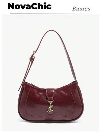 1pc Vintage Minimalist Crescent Shaped Adjustable Strap Crossbody Bag, Suitable For Dates, Outings, Gatherings, Compact And Portable