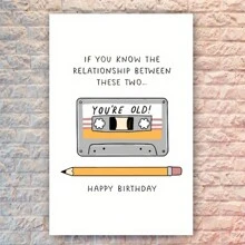 1/2/5/10pcs Funny "You're Old" Cassette And Pencil Joke Birthday Card For Men, Women, Dad, Brother, Friends, Uncle - Humorous Older Birthday Card, With Blank Pages Inside, Perfect Gift For Mother's Day, Father's Day, Various Holidays, Anniversaries, Holiday Parties, Birthday Parties, Banquets And Special Occasions - Multicolor - View 4