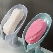 6 pezzi/4 pezzi/2 pezzi/1 pezzo Portasaponetta a forma di foglia con drenaggio, vassoio portasaponetta con ventosa per accessori da bagno, contenitore per sapone, organizzazione e arredo bagno (grigio, verde) Decorazione autunnale per la casa, Ritorno a scuola