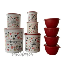 Kit de potes para mantimentos cozinha 5 peças + 4 potes redondos Boll herméticos