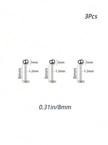 3Pcs/4Pcs 16G Stainless Steel Lip Rings Labret Nose Studs Piercing Monroe Nose Studs Cartilage Tragus Helix Earring 6/8/10/12mm