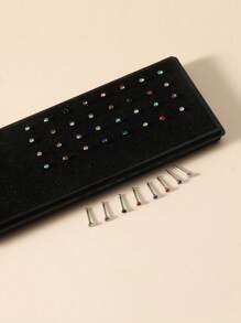 40入組直角鑽石鼻針,基本風格不銹鋼日常佩戴 - 白色 - 查看 2