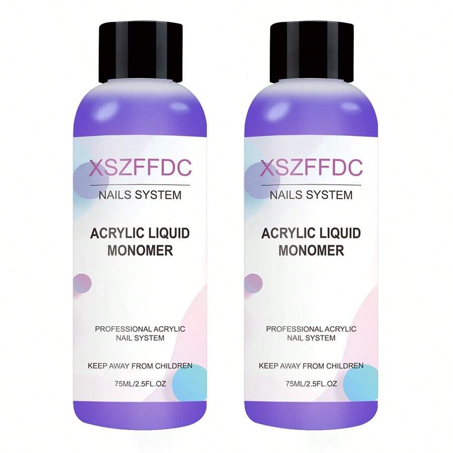 2pcs/Set 75ml EMA Acrylic Nail Crystal Liquid, Professional Acrylic Nail Extension System Kit, Fast Drying - Mauve Purple - View 1