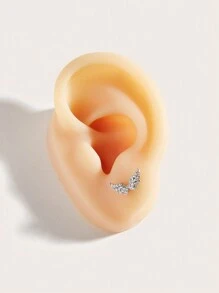 1pc Fashionable Minimalist Stainless Steel Angel Wing Shaped Diamond Stud Earrings, Suitable For Women's Daily Wear - Wing - View 4