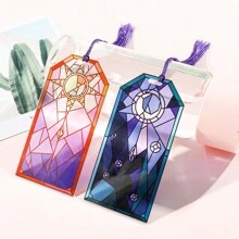 1 件装时尚窗玻璃几何书签卡通月亮流苏页标工具阅读文具精美书签适合书虫