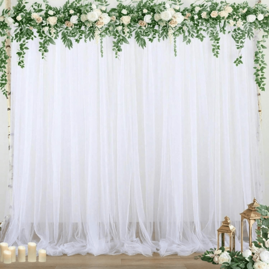 1 pezzo Tenda in rete bianca, organza, decorazione per lo sfondo di feste, tende trasparenti, archi, tessuto per fotografia, sfondi, matrimoni, compleanni, cerimonie, può essere tagliato liberamente