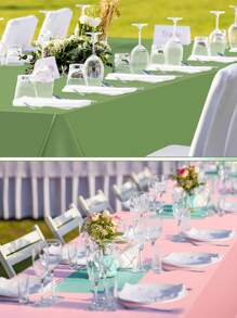 1pc/3pcs/4pcs/10pcs Black And Gold Disposable Plastic Tablecloth Rectangular Party Tablecloth Decor 137*274cm Gold Tabletop Cover, Suitable For Indoor Outdoor Birthday Wedding Anniversary Picnic Decoration - Multicolor - View 8