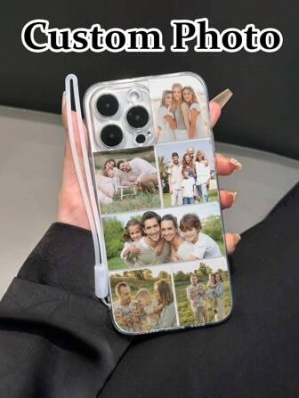 1pc High Transparency Customized Photo Printed Thick Shockproof Protective Phone Case With Black Silicone Wrist Strap, Compatible With IPhone 16/16Pro/16Plus/16ProMax, IPhone 15 ProMax, IPhone 13, P14, P11, XS, XR, 7/8P, 7/8, Galaxy A50, A12, A32, A52, A72, A51, A21S, A13, A14, S22 Ultra, S23, A33, A53, S20 FE, 11 Youth, 12 Pro, 12/12X, Note 11, 9A, 9C, Poco X3 NFC, Redmi 10, 9, Note 9, 12C, Note 11 Pro, Redmi 10C, Note 8 Pro Stylish,Colorful,Vintage,Cute,Contracted,Funny,Kawaii Custom,Personalized,Unique,Customized Ideal Gifts For Him,Ideal Gifts For Her Boyfriend,Girlfriend,Family,Friends,Grandparents,Couple,Customized Phone Cases,Street Casual Chic