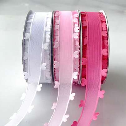 1 rollo de 2,5 cm de ancho y 19 yardas de largo, cinta con tema de amor del Día de San Valentín y material para empaque de regalo, material para hacer lazos y artesanías DIY para el Día de San Valentín