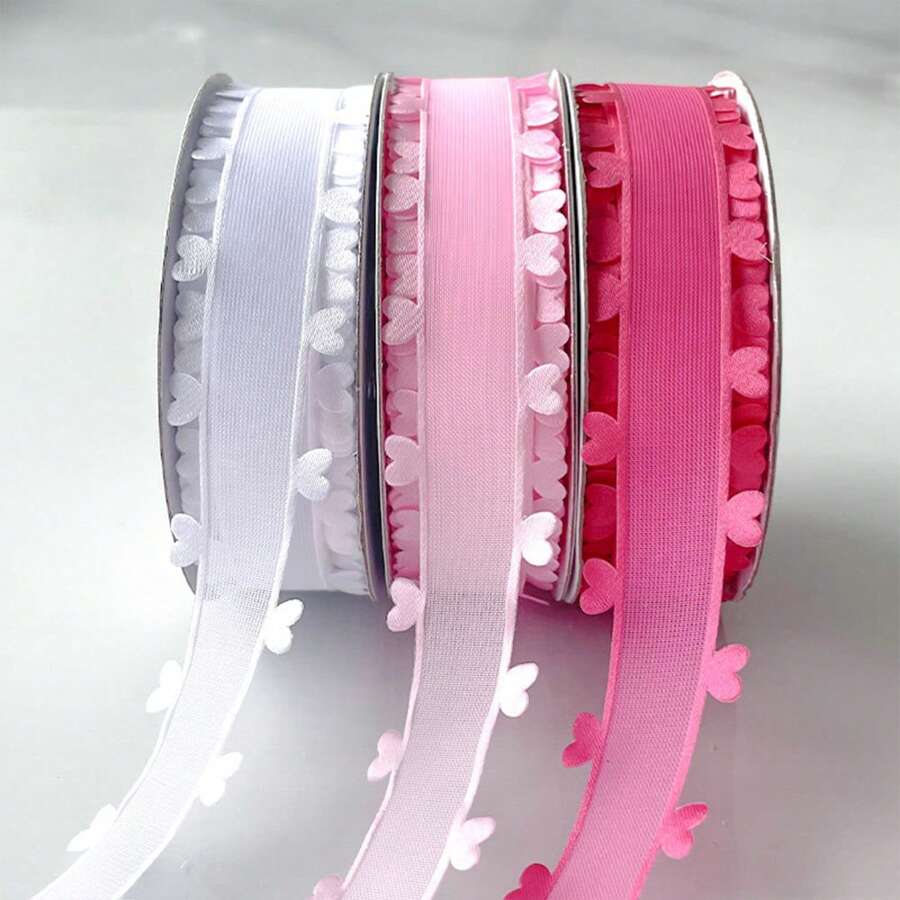 1 Roll, 2.5cm Wide, 19 Yards Long Valentine's Day Love Theme Ribbon & Gift Box Packaging, DIY Handcraft Headwear, Ribbon Folding Bow Material Valentine's Day - Multicolor - View 1