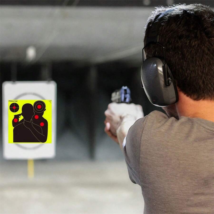 20 pezzi bersagli adesivi 8"X8" con effetto giallo, accessori per giochi anti-stress, adatti per la pratica di tiro all'aperto/interno, simulazione di salvataggio di ostaggi, compatibili con BB gun, softair, carabine ad aria, pistole, fucili - Multicolore - Visualizzare 1
