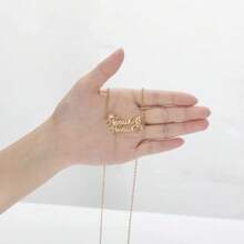 Customized Necklace, Valentine's Day Stainless Steel 2 Names Necklace, Personalized Crown Heart Pendant Necklace, Girl's Gift