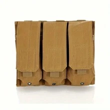 1 Pezzo Portacaricatori Triplice in Stile Molle - Borsa Accessorio per Giubbotto Tattico con Tre Scomparti per Munizioni M4, Realizzata in Tessuto Poliestere Misto con Chiusura a Fibbia