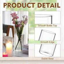 Superlele 12/18/24pcs Clear Glass Cylinder Vases, 4, 8, 12 Inch Tall Cylinder Vases For Centerpieces, Glass Flower Vase, Hurricane Floating Candle Holder Vase For Table Shelf, Party, Wedding, Home