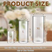 Superlele 12/18/24pcs Clear Glass Cylinder Vases, 4, 8, 12 Inch Tall Cylinder Vases For Centerpieces, Glass Flower Vase, Hurricane Floating Candle Holder Vase For Table Shelf, Party, Wedding, Home