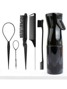 喷壶辫子发套，适合送女孩圣诞套装，适合化妆、发型设计、发梳套装、男孩和女孩儿童卷发梳子、喷壶+平滑刷+美容刷+鼠尾梳刷+辫子工具、化妆品、夏季套装 Y2k、发刷、梳子、美发工具、理发沙龙美容旅行必需品的美发产品和配件、返校、旅行度假必需品、女士发饰、刷子、发刷、边刷、刷头发、发梳、梳头发、顺发刷、球刷、迷你发刷、发刷套装、木梳、发刷、刷子、梳子、光滑后刷、发刷、边刷、刷头发、发梳、发刷套装、梳头发、迷你发刷、顺发刷、发刷、头发、配件、美发产品、美发工具、美发用品、护发、卷发刷、理发师、理发配件美发设备 - 淺粉色 - 查看 4