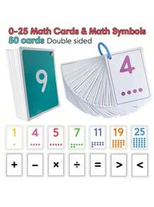 Early Childhood Math Flashcards - Numbers 0-25, Addition, Subtraction, Multiplication And Division Practice Cards - Multicolor - View 2