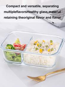 玻璃食品容器微波炉适用分隔式餐盒便当盒防漏带盖耐热午餐盒 - 彩色 - 查看 2