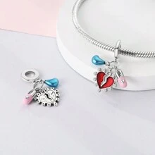 925 Silver Plated Cartoon Animal Charm Accent Beaded Pendant, Suitable For Original DIY Bracelet, Fashionable Jewelry Gift For Women - Silver - View 8