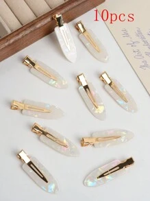 4/6/8/10/12 件套时尚优雅豹纹亚克力发夹、刘海夹，适合日常装扮、校园装扮、与朋友聚会、发饰、发夹爪夹、学校用品 - 彩色 - 查看 3