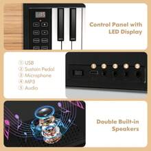 61 Key Full Size Folding Piano Semi-Weighted Keyboard MIDI Wireless Connection - US A Type Plug(110-127V) - View 8