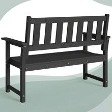 Efurden EFURDEN Outdoor Bench, 50'' All Weather And Fade Resistant Memorial Bench, 2-Person HDPE Garden Bench, Low Maintenance Park Bench For Garden, Porch And Patio