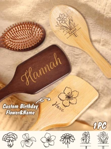 1pc Personalized Engraving Combs Custom Bridal Comb Bridesmaid Proposal Gift Custom Name Massage Combs Gift For Maid Of Honor Bridal Shower Bachelorette Party Detangling Comb, Bamboo Hairbrush, Keepsake - Multicolor - View 1