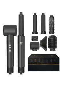UKLISS Set de sèche-cheveux de style air, brosse soufflante 110 000 tr/min, boucleur à air automatique, brosse lissante pour des cheveux lisses et droits, peigne volumisant pour boucler les racines, coiffeur professionnel de salon, indispensables pour la maison, set pour les fêtes