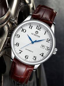 OCHSTIN Luxuriöse klassische einfache automatische Uhr, automatische mechanische Armbanduhr mit arabischen Ziffern Zifferblatt und Kalender, Herren Uhr