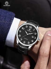 OCHSTIN Luxuriöse klassische einfache automatische Uhr, automatische mechanische Armbanduhr mit arabischen Ziffern Zifferblatt und Kalender, Herren Uhr